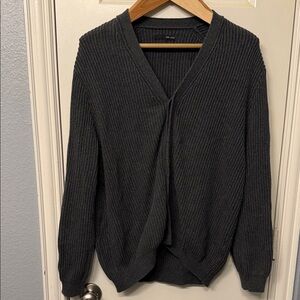 OAK + FORT Dark Gray Ribbed Cardigan